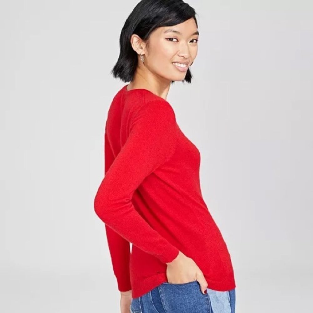 Charter Club Red Cashmere Luxury Knit Crew Neck Sweater P6428